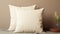 White Pillow Set Mockup: Dark Beige Rubber, Matte Photo, Serene Naturalism