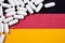 White pills on German flag