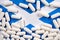 White pills on Scottish flag