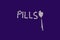 White pills sign with spoon on violet background