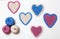 White Pink Blue Crochet Knitted Heart