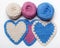 White Pink Blue Crochet Knitted Heart