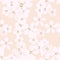 White and pink flowers with gold core on coral background.