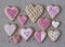 White and pink heart cookies
