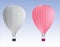 White and Pink hot air balloons flying in the sky