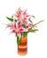 White and pink Lilium flowers, (Lily, lillies) bouquet, floral arrangement, close up, isolated, white background