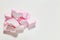 White & pink marshmallows hearts clear image Background.