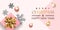 White and pink Merry Christmas and Happy New Year Holiday soft banner illustration with realistic vector 3d objects