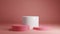 White pink pastel product stand on background. Abstract minimal geometry concept. Studio podium platform theme. Exhibition