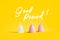 White pink reusable menstrual cup yellow color