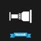 White Pipe adapter icon isolated on black background. Plumbing pipeline parts of different shapes. Vector