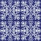 White pixel snowflake on blue background. Pixel art. Raster Christmas illustration