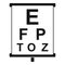 White placard with letters eyesight testing icon