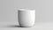 a white plain ceramic cup placed on a clean, minimalistic surface.