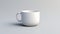 a white plain ceramic cup placed on a clean, minimalistic surface.