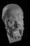 White plaster bust, sculptural portrait of Socrates