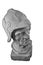 White plaster bust, sculptural portrait of warrior in armor and helmet