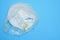 White plastic on a blue background. Plastic pollution. Recycling plastic, reusable packing, sorting garbage concept. Zero waste,