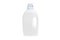White plastic bottle for liquid laundry detergent, liquid softener, cleaning agent, bleach or fabric softener, isolated on white