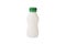 White plastic bottle for yogurt milk with a green lid isolated on a white background. Packaging layout template collection. With c