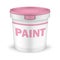 White plastic bucket with lid and label, vector mock-up. Packaging pail container for paint and other non-food and food products