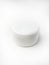 White Plastic Cream Jar. Face Cosmetic Container. Bottle for Body Creme or Lotion