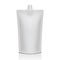 White plastic doypack stand up pouch with spout. Flexible packaging mock up for food or drink