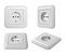 White plastic european electrical socket with ground, white background