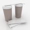 White plastic fast food glasses with tubules and chocs