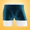 White plastic lower part of the male body in boxers on an orange background. 3d rendering. Front view