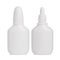 White plastic nasal spray bottle with cup and open, isolated