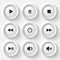 White plastic navigation button vector player set