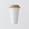 White Plastic Paper Coffee Cup Gray Background.One Take Away Cardboard Mug Closed Color Cap .Retail Mockup
