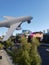 white plastic plane and background with blur landscape in a street in Las Vegas, Nevada