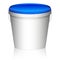 White plastic set bucket with blue lid. Product Packaging For food, foodstuff or paints, primers. MockUp Template For Your Design