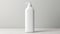 White Plastic Shampoo Bottle with Dispensary Lid. Minimalistic light background. Copy space mockup for logo design or