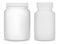 White plastic supplement bottles. Sport jar