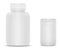 White plastic supplement jar. Vitamin bottle blank