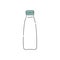 White plastic yogurt bottle, doodle drawing of blank dairy liquid packaging