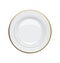White plate with gold rims on white background