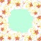 White Plum Blossom Flower Border isolated on Green Mint Background. Vector Illustration