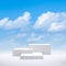 White podium 3D render mock up isolate montage photo with blue sky and softclouds  product display stand abstract background