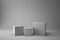 White Podium Box Cubes 3D Blank Display On Empty White Backdrop With Boxes