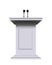 White podium rostrum with microphones isolated on white