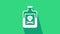 White Poison in bottle icon isolated on green background. Bottle of poison or poisonous chemical toxin. 4K Video motion