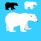 White polar bear silhouette set