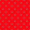 White polka dot seamless pattern on the red background, abstract geometrical simple image, repeat