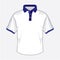 White polo shirt design with dark blue collar
