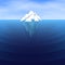 White polygonal Iceberg sailing, vector illustration. Underwater and overwater