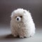 White Pomeranian puppy on a gray background. 3d rendering. White Pomeranian dog on a gray background. Children\\\'s